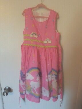 Girls Pink Unicorn Rainbow Dress
